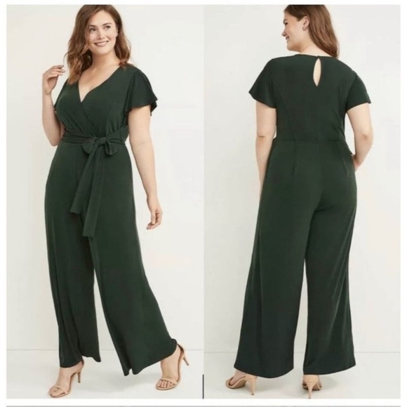 Lane Bryant Pants - Lane Bryant NWT V-Neck Wide Leg Flutter Sleeve Wrap Top Jersey Jumpsuit 14/16